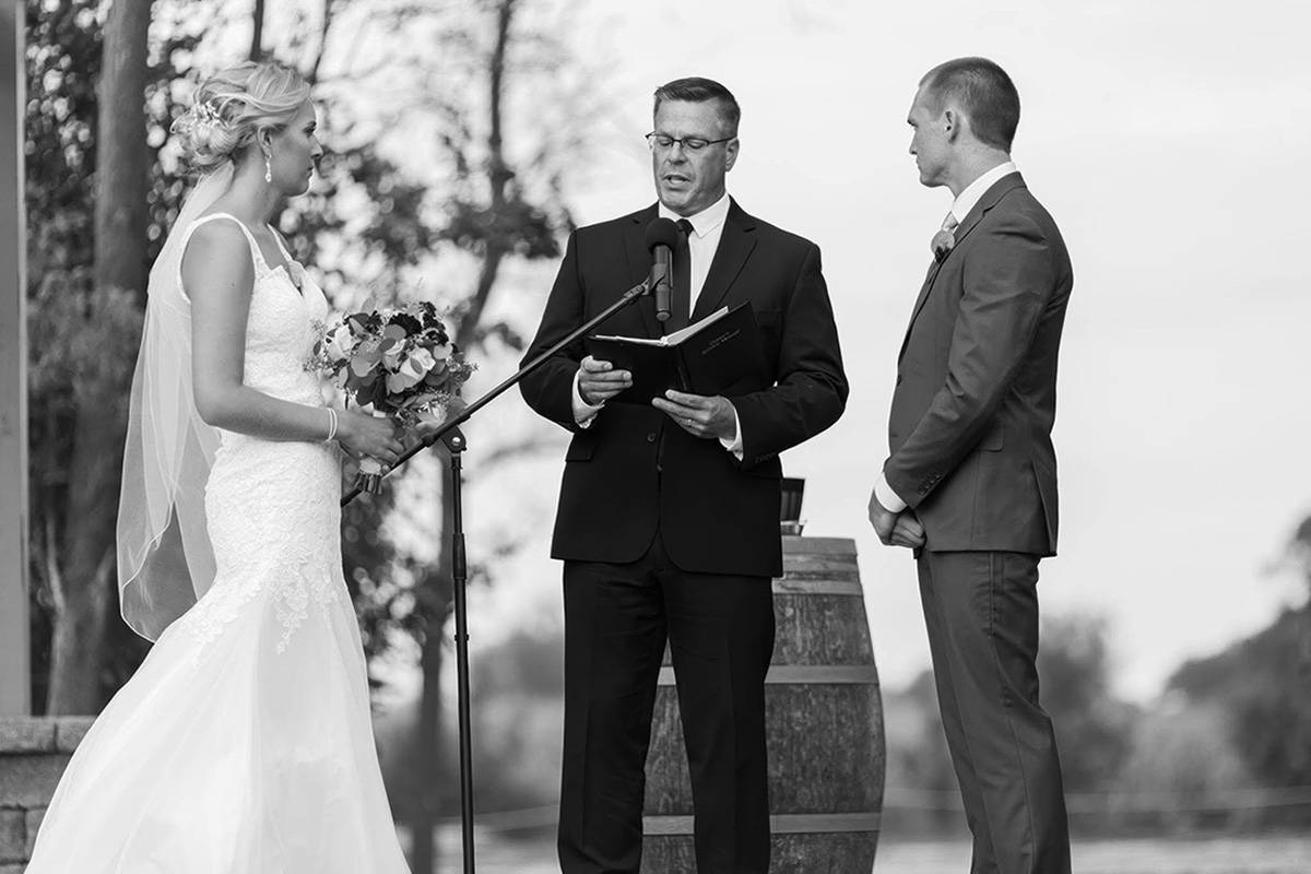 Friends and family wedding gathering